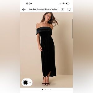 Lulus black velvet off the shoulder dress
